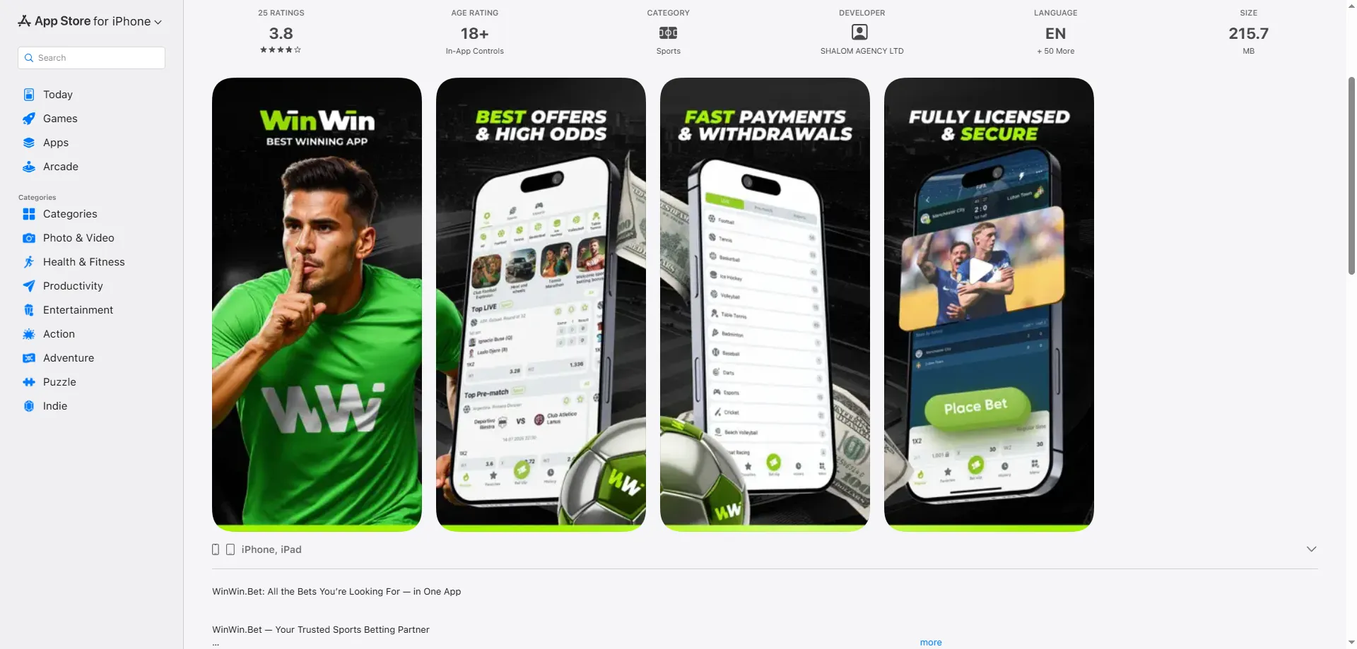 Application mobile WinWin Bet CI Android APK et iOS PWA téléchargement