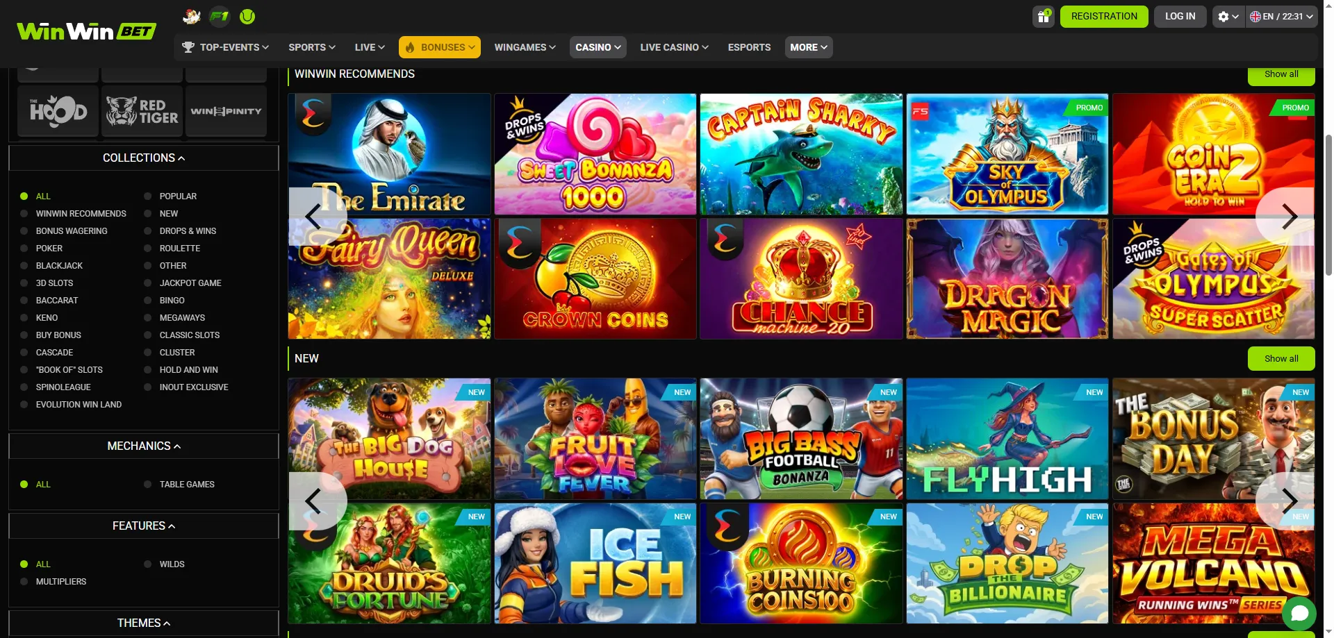 Machines à sous WinWin Bet CI — plus de 5000 jeux certifiés disponibles